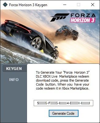 registration code for forza horizon 1